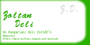 zoltan deli business card